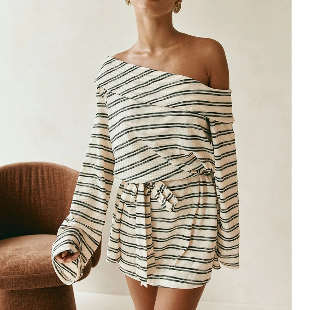 Sabo Skirt- Striped Long Sleeve Dress with Belt